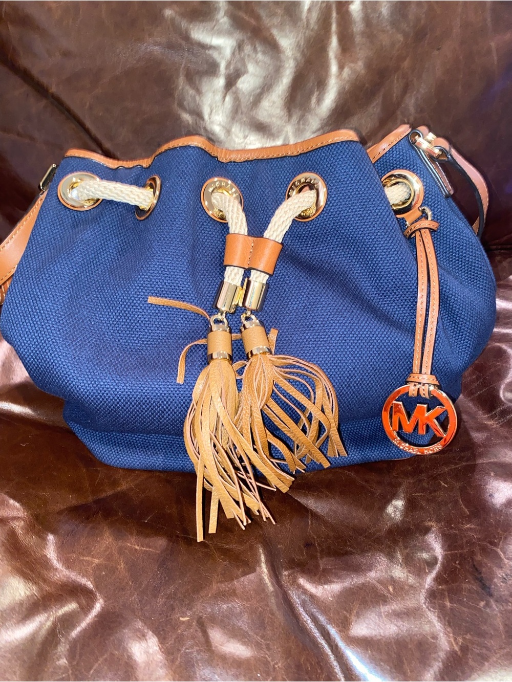 MK canvas bucket tote